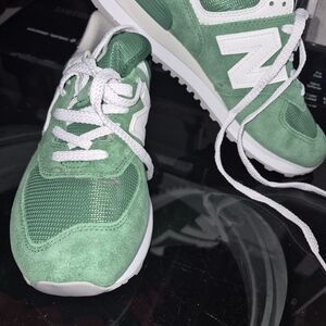 New Balance Green and White Sneakers